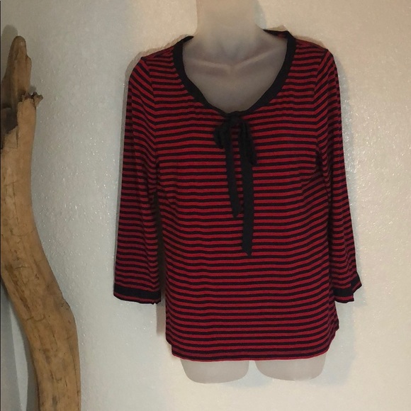 Talbots red and black striped top m - Picture 1 of 5